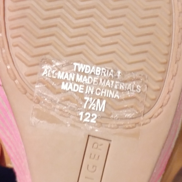 Tommy Hilfiger Pink Striped Wedges SZ 7.5 - Picture 5 of 7